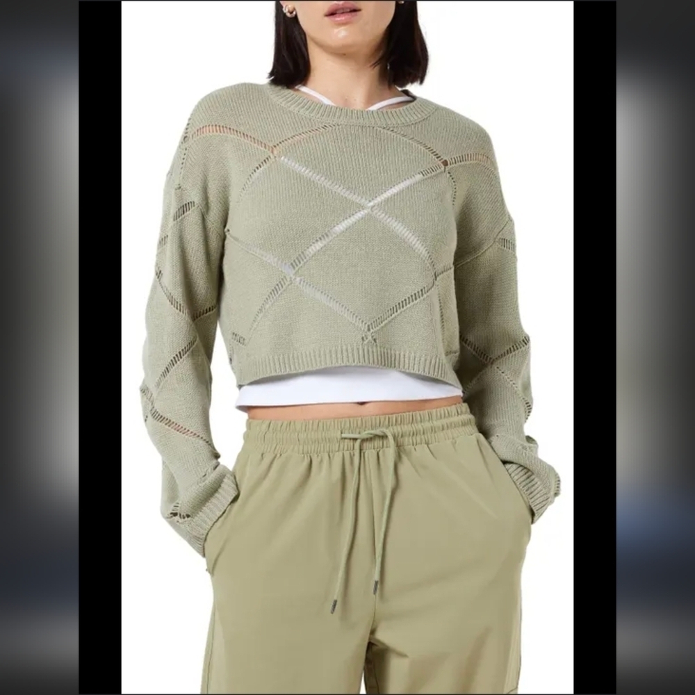Noisy May, June Pointelle Wide Neck Sweater, Desert Sage, Size Medium - NWT!! - Picture 4 of 6